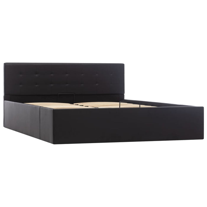 Cadru pat hidraulic, depozitare, negru 140 x 200 cm, piele eco - WALTI WALTI