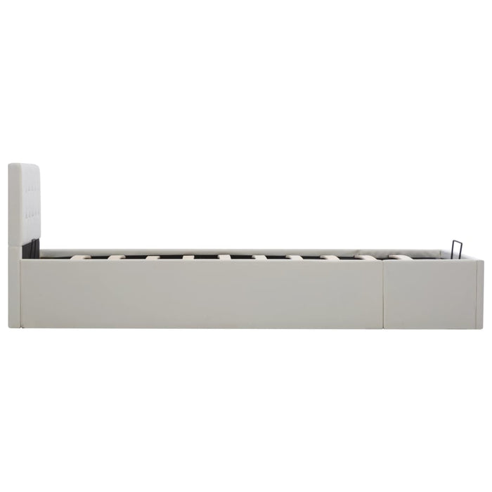 Cadru pat hidraulic cu ladă, alb, 100 x 200 cm, piele ecologică - WALTI WALTI
