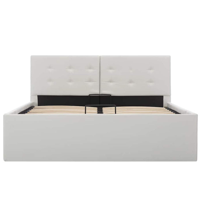 Cadru pat hidraulic cu ladă, alb, 120 x 200 cm, piele ecologică - WALTI WALTI