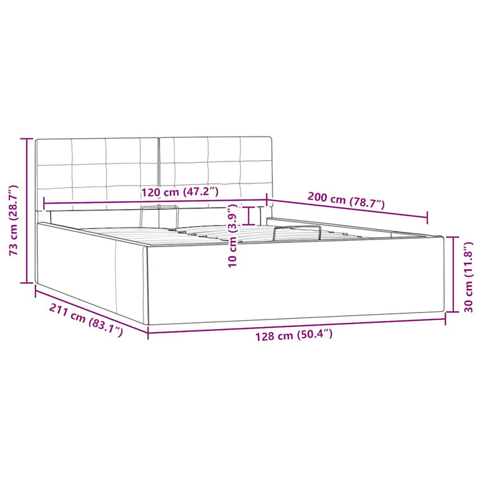 Cadru pat hidraulic cu ladă, alb, 120 x 200 cm, piele ecologică - WALTI WALTI