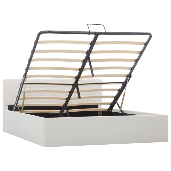Cadru pat hidraulic, depozitare, alb, 140 x 200 cm, piele eco - WALTI WALTI