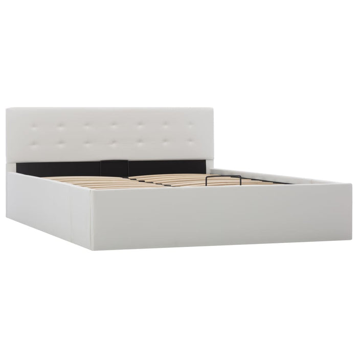 Cadru pat hidraulic, depozitare, alb, 140 x 200 cm, piele eco - WALTI WALTI