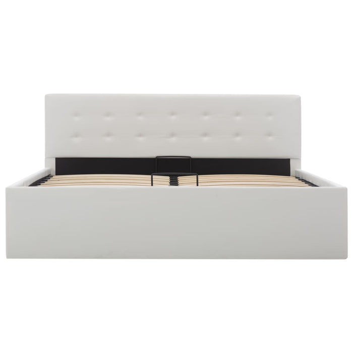 Cadru pat hidraulic, depozitare, alb, 140 x 200 cm, piele eco - WALTI WALTI