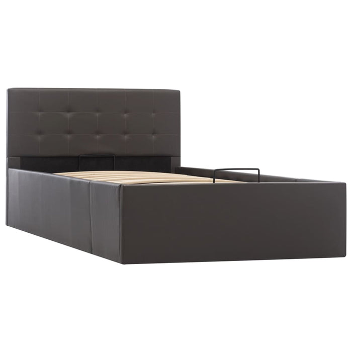 Cadru pat hidraulic cu ladă gri 90x200 cm, piele ecologică - WALTI WALTI