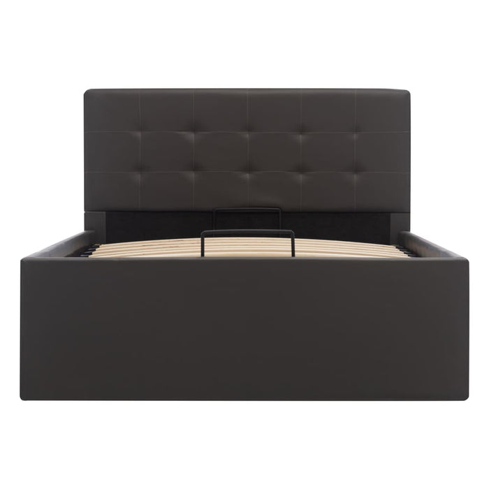Cadru pat hidraulic cu ladă gri 90x200 cm, piele ecologică - WALTI WALTI