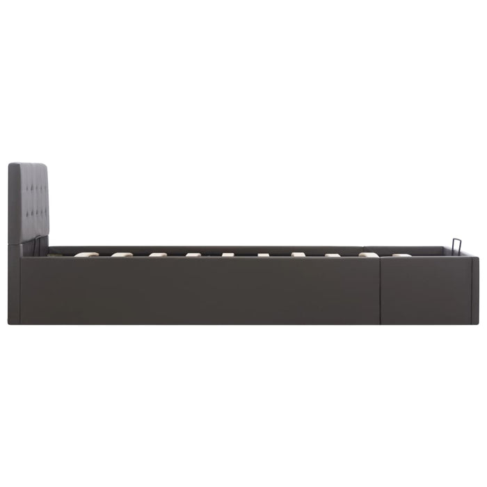 Cadru pat hidraulic cu ladă, gri, 100 x 200 cm, piele ecologică - WALTI WALTI