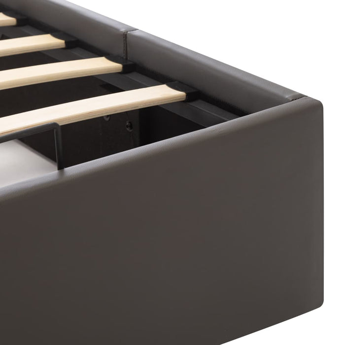 Cadru pat hidraulic cu ladă, gri, 100 x 200 cm, piele ecologică - WALTI WALTI