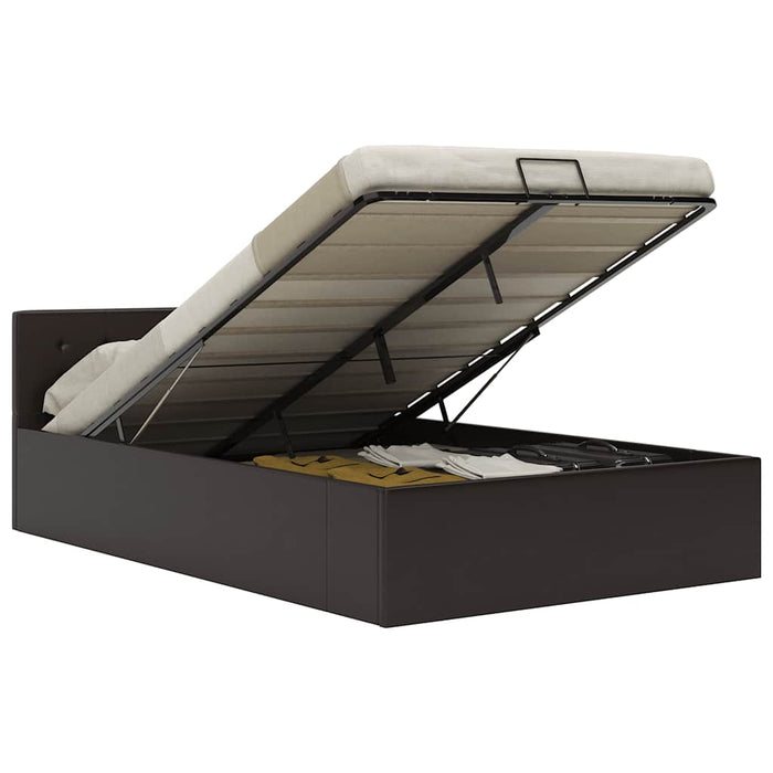 Cadru pat hidraulic cu ladă gri 120x200 cm, piele ecologică - WALTI WALTI