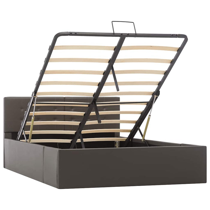 Cadru pat hidraulic cu ladă gri 120x200 cm, piele ecologică - WALTI WALTI