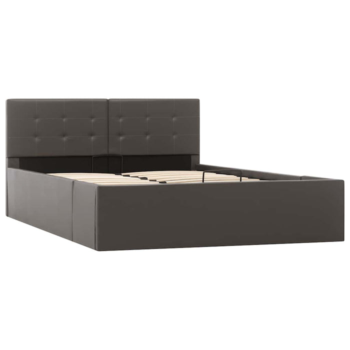 Cadru pat hidraulic cu ladă gri 120x200 cm, piele ecologică - WALTI WALTI
