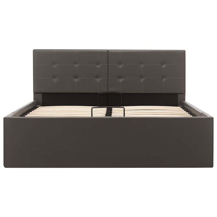 Cadru pat hidraulic cu ladă gri 120x200 cm, piele ecologică - WALTI WALTI