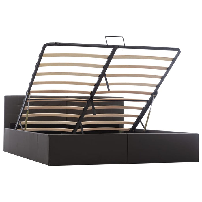 Cadru pat hidraulic, depozitare, gri, 160 x 200 cm, piele eco - WALTI WALTI
