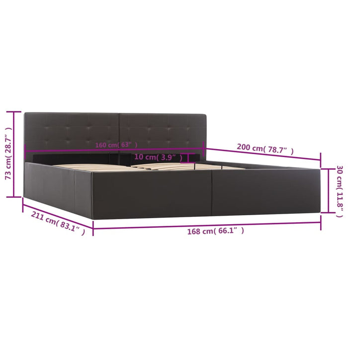 Cadru pat hidraulic, depozitare, gri, 160 x 200 cm, piele eco - WALTI WALTI