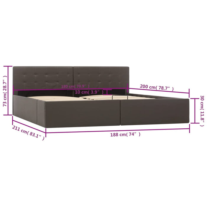 Cadru pat depozitare hidraulică gri 180x200 cm piele ecologică - WALTI WALTI