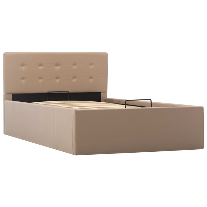 Cadru pat hidraulic ladă cappuccino 100x200cm piele ecologică - WALTI WALTI