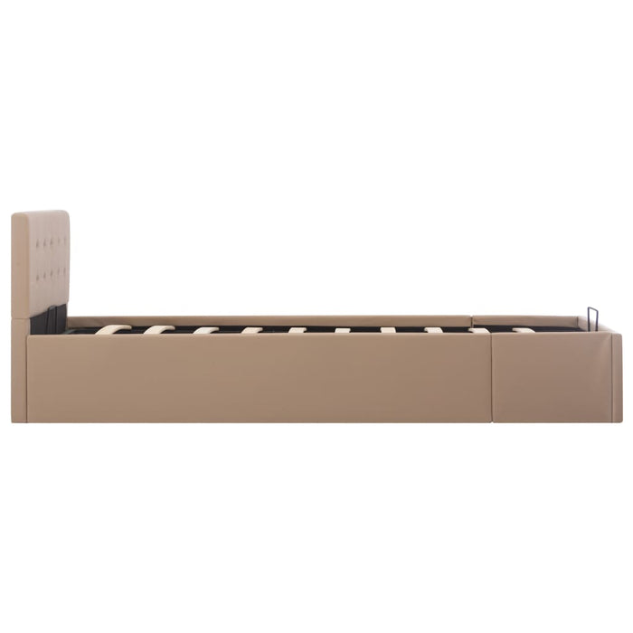 Cadru pat hidraulic ladă cappuccino 100x200cm piele ecologică - WALTI WALTI
