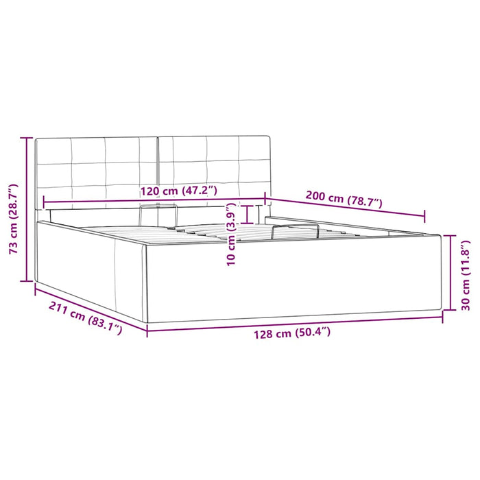 Cadru pat hidraulic ladă cappuccino 120x200 cm piele ecologică - WALTI WALTI