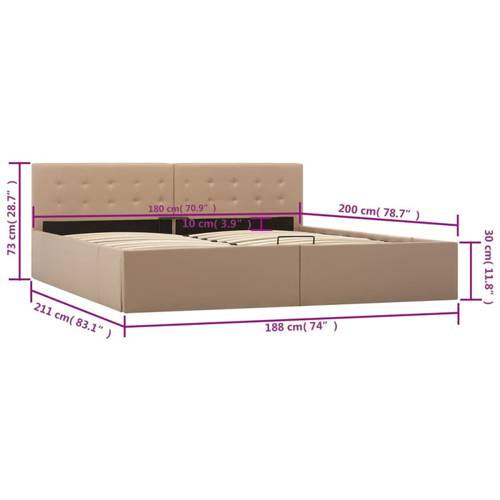 Cadru pat hidraulic, depozitare cappuccino 180x200 cm piele eco - WALTI WALTI
