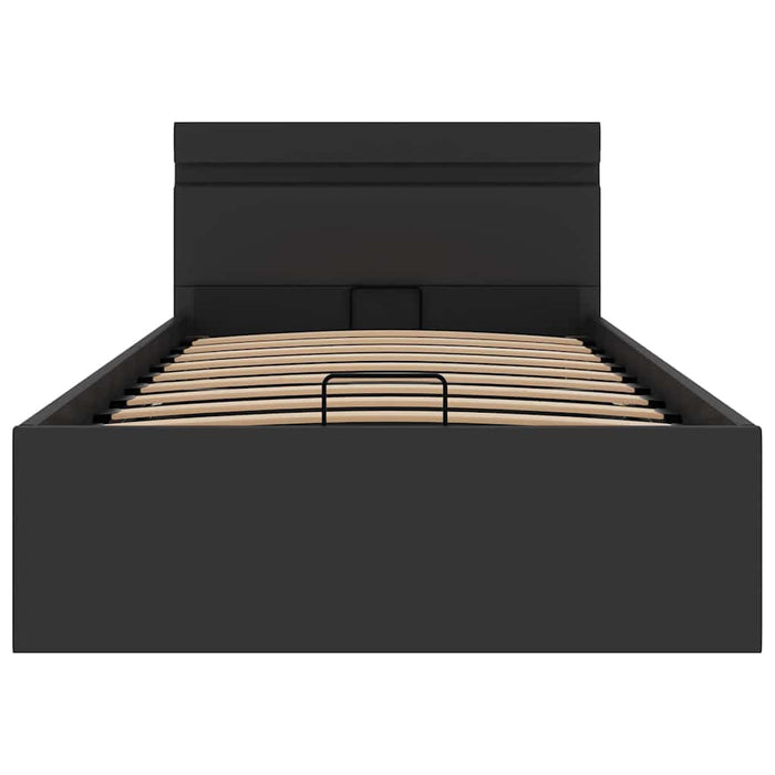 Cadru pat hidraulic cu ladă LED negru 90x200 cm piele ecologică - WALTI WALTI