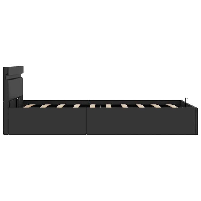 Cadru pat hidraulic cu ladă LED negru 90x200 cm piele ecologică - WALTI WALTI