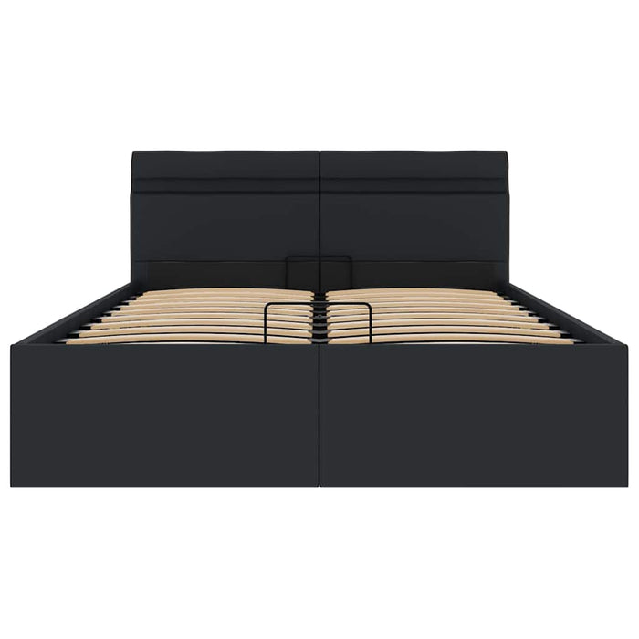 Cadru pat hidraulic ladă cu LED negru 120x200cm piele ecologică - WALTI WALTI
