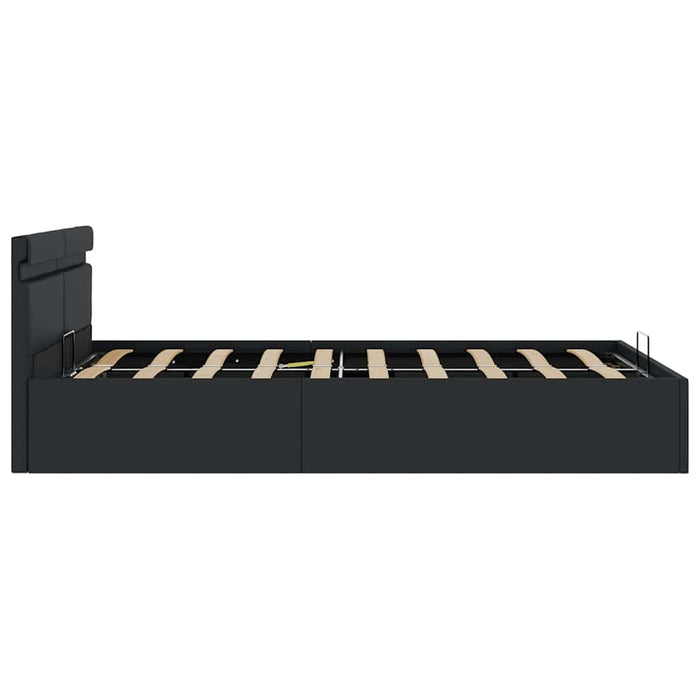 Cadru pat hidraulic ladă cu LED negru 120x200cm piele ecologică - WALTI WALTI