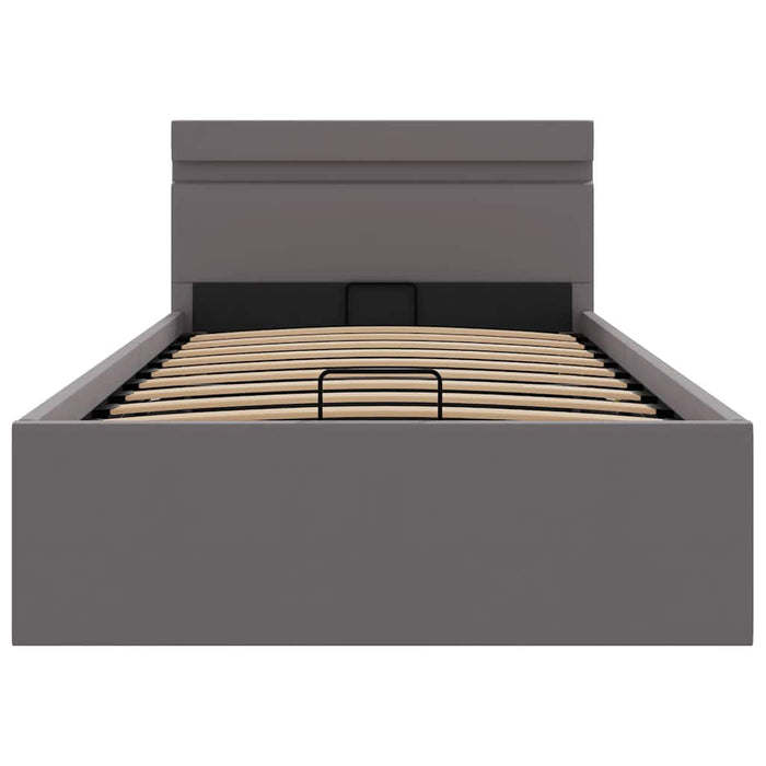 Cadru pat hidraulic cu ladă LED gri 90x200 cm piele ecologică - WALTI WALTI