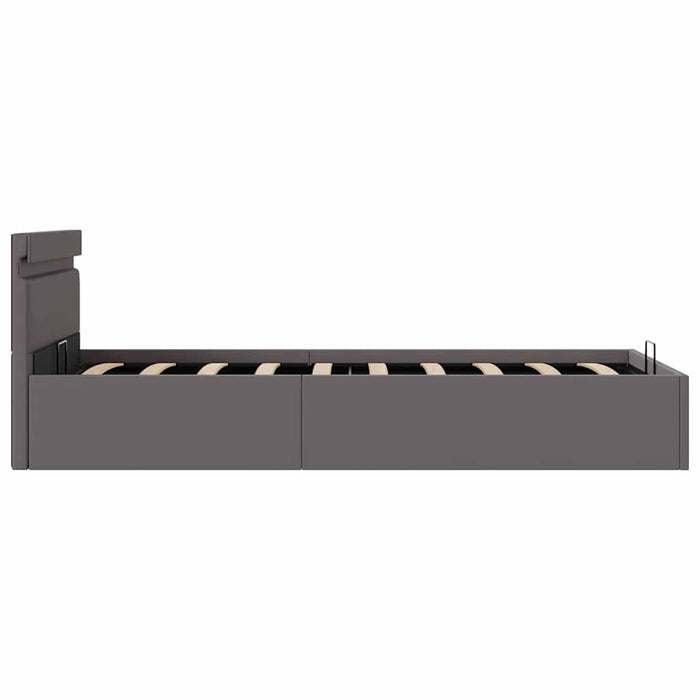 Cadru pat hidraulic cu ladă LED gri 90x200 cm piele ecologică - WALTI WALTI