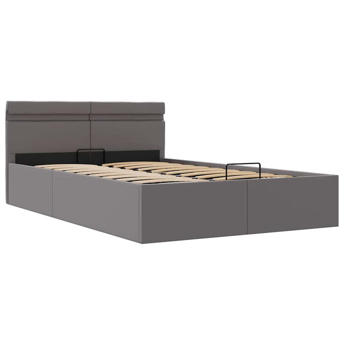 Cadru pat hidraulic ladă și LED gri 140x200 cm piele ecologică - WALTI WALTI