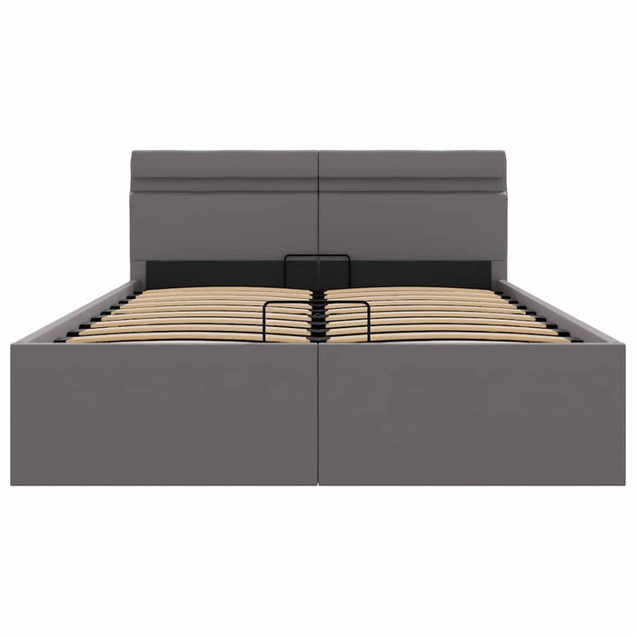 Cadru pat hidraulic ladă și LED gri 140x200 cm piele ecologică - WALTI WALTI
