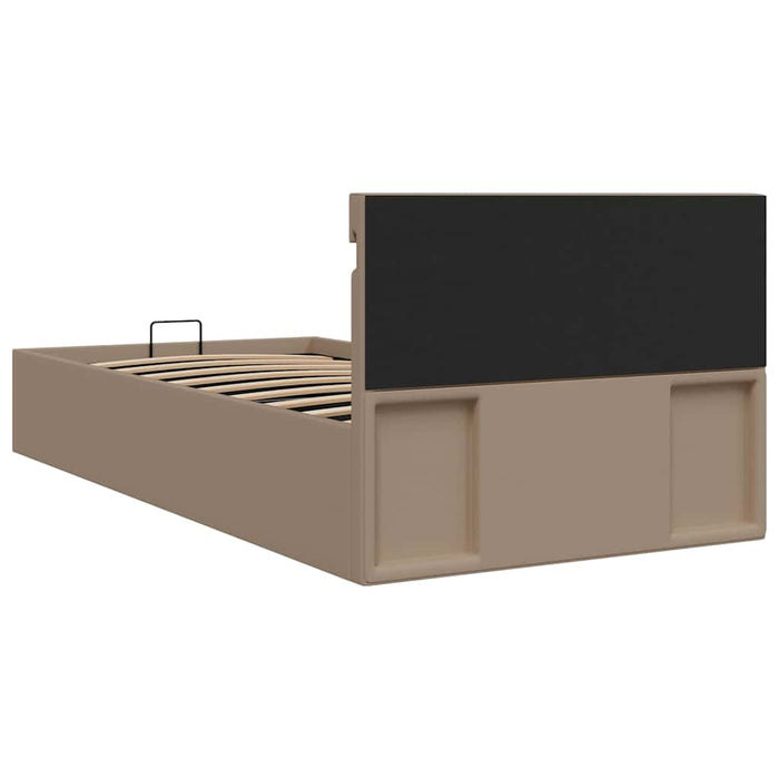 Cadru pat hidraulic LED cappuccino 90x200 cm piele ecologică WALTI