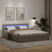 Cadru pat hidraulic LED cappuccino 160 x 200 cm piele ecologică - WALTI WALTI