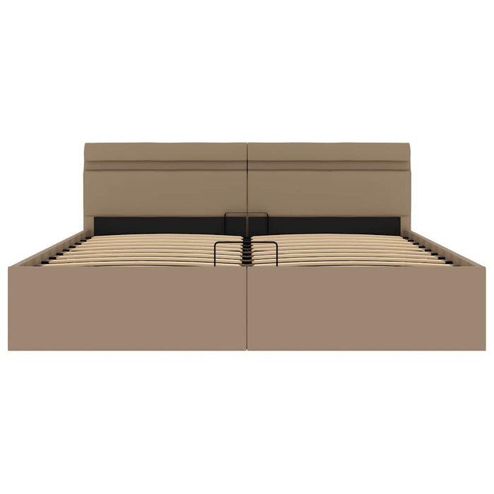 Cadru pat hidraulic LED cappuccino 160 x 200 cm piele ecologică - WALTI WALTI