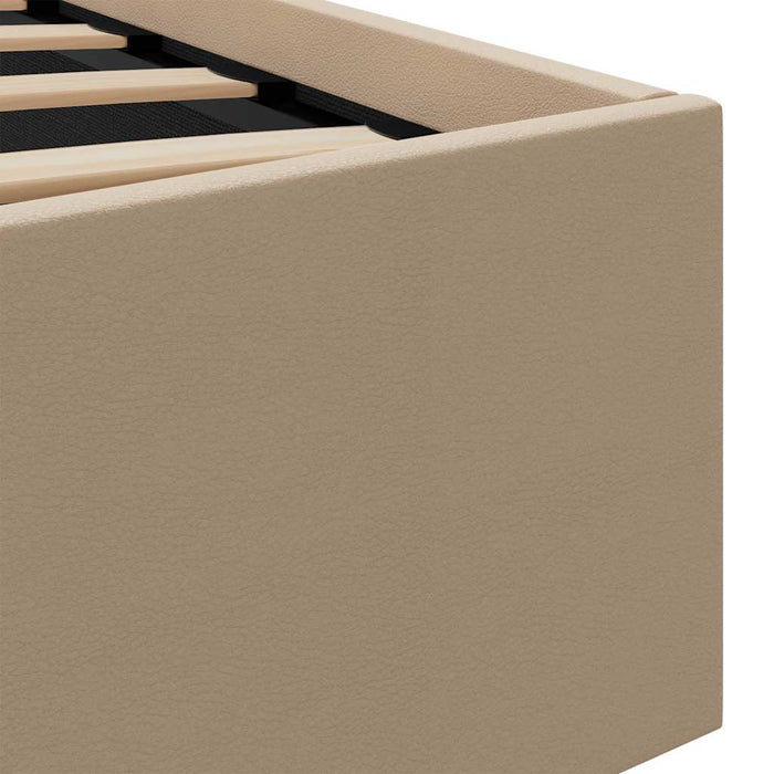 Cadru pat hidraulic LED cappuccino 160 x 200 cm piele ecologică - WALTI WALTI