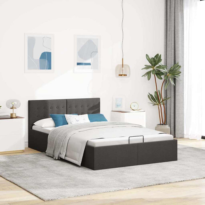Cadru pat hidraulic depozitare gri închis 140x200 cm textil - WALTI WALTI