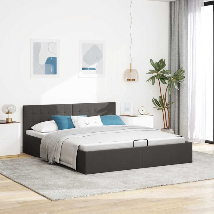 Cadru pat hidraulic cu ladă, gri închis, 160 x 200 cm, textil - WALTI WALTI