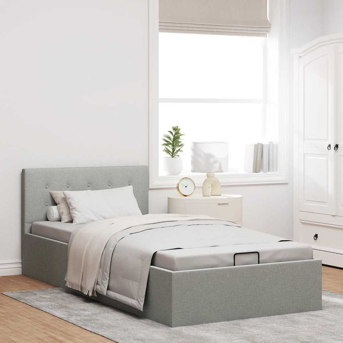 Cadru de pat hidraulic cu ladă gri deschis 90x200 cm textil - WALTI WALTI