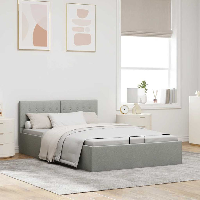 Cadru pat hidraulic depozitare gri deschis 140x200cm textil - WALTI WALTI