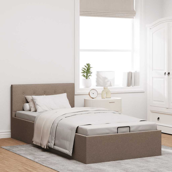 Cadru de pat hidraulic cu ladă, gri taupe, 100 x 200 cm, textil - WALTI WALTI