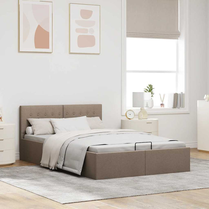 Cadru de pat hidraulic cu ladă, gri taupe, 120 x 200 cm, textil - WALTI WALTI