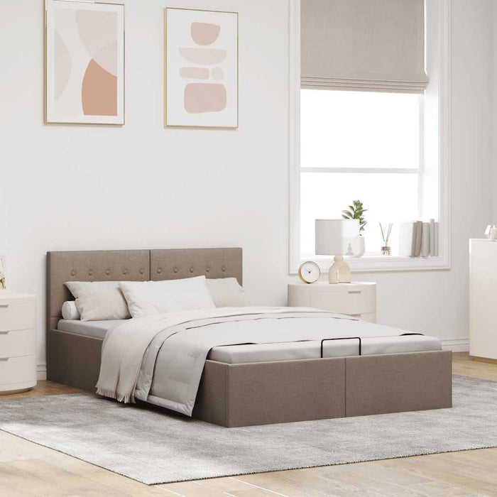 Cadru de pat hidraulic cu ladă, gri taupe, 140 x 200 cm, textil - WALTI WALTI