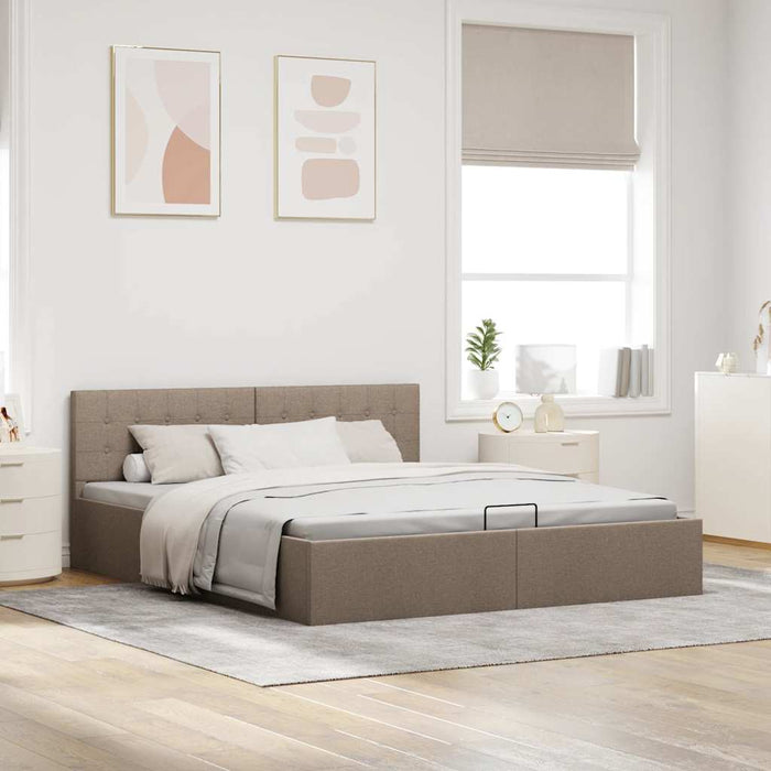 Cadru de pat hidraulic cu ladă, gri taupe, 160 x 200 cm, textil - WALTI WALTI