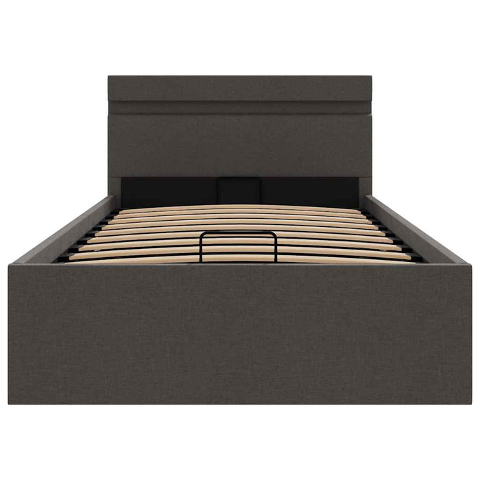 Cadru pat hidraulic, LED, gri închis, 90 x 200 cm, textil - WALTI WALTI