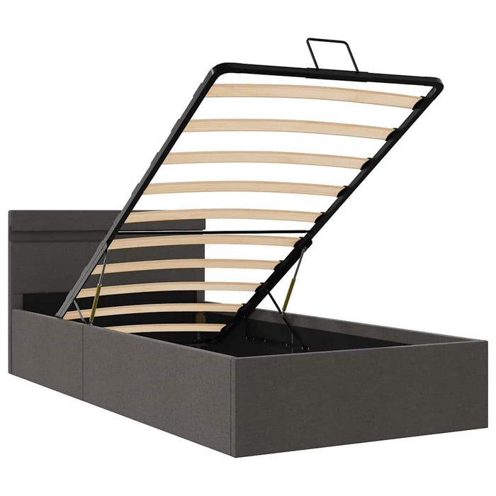 Cadru pat hidraulic, LED, gri închis, 90 x 200 cm, textil - WALTI WALTI