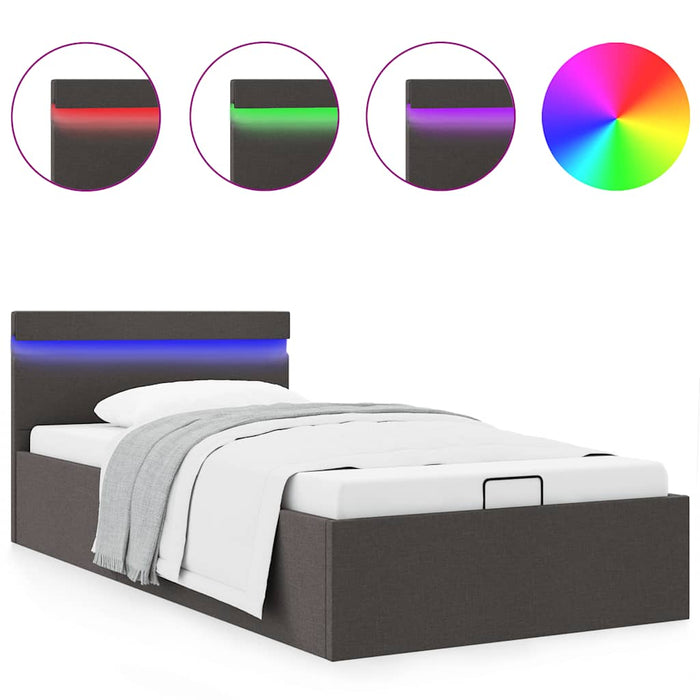 Cadru pat hidraulic ladă cu LED gri închis 100x200cm textil - WALTI WALTI