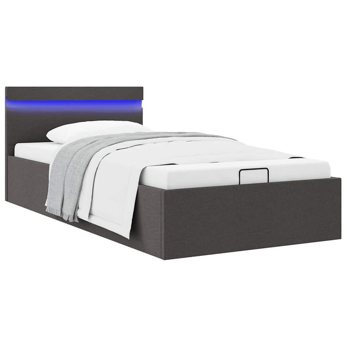 Cadru pat hidraulic ladă cu LED gri închis 100x200cm textil - WALTI WALTI