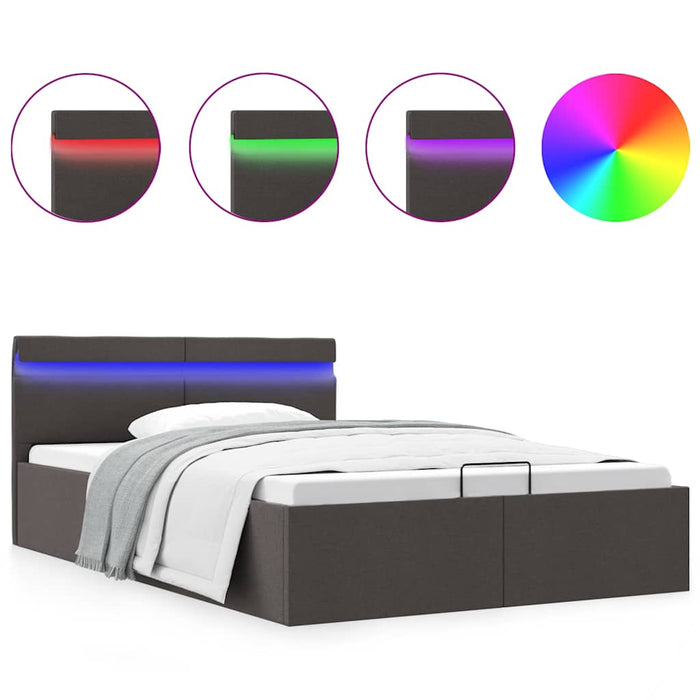 Cadru pat hidraulic cu LED, gri închis, 120x200 cm, textil - WALTI WALTI