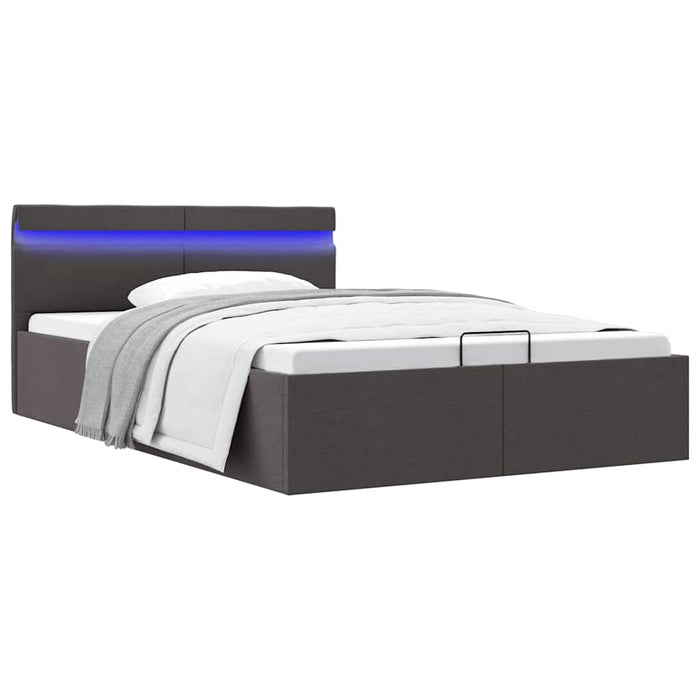 Cadru pat hidraulic cu LED, gri închis, 120x200 cm, textil - WALTI WALTI