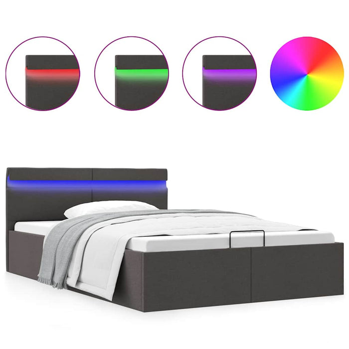 Cadru pat hidraulic cu LED, gri închis, 140x200 cm, textil - WALTI WALTI