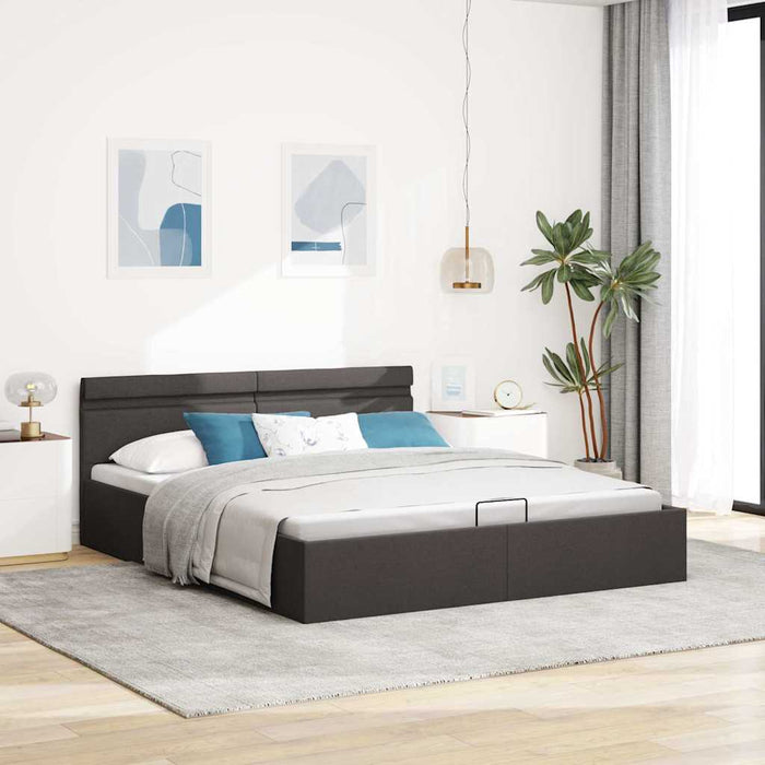 Cadru pat hidraulic ladă LED gri închis, 160x200 cm, textil - WALTI WALTI